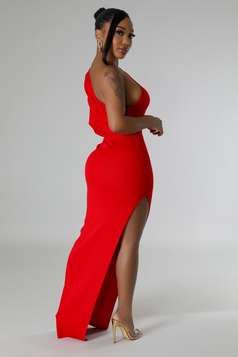 red long dress one sleeve - Dayna Dior