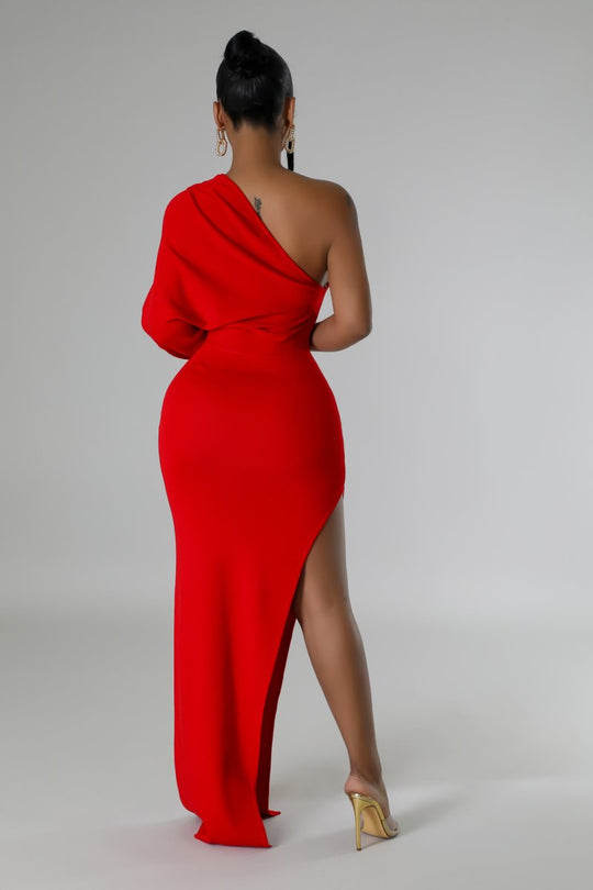 red long dress one sleeve - Dayna Dior