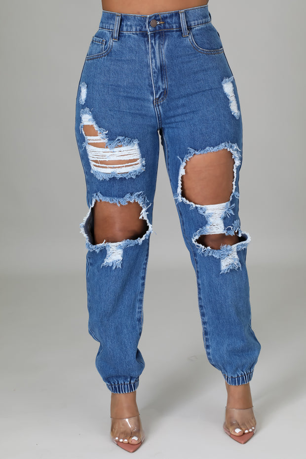 Goal Digger Denim Distress Jeans