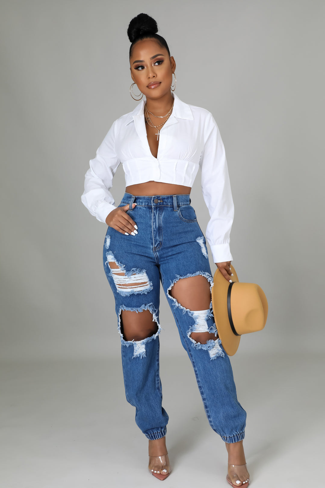 Goal Digger Denim Distress Jeans - Dayna Dior
