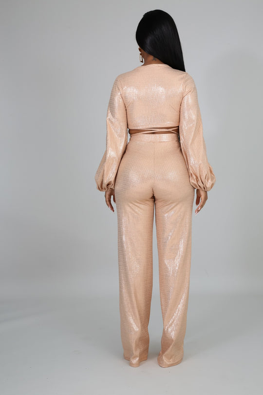 Be On The Look Out Gold Metallic Two Piece - Fortress Fashions &amp; Furnishings