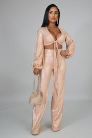 Be On The Look Out Gold Metallic Two Piece - Fortress Fashions & Furnishings