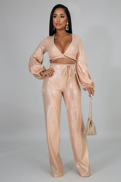 Be On The Look Out Gold Metallic Two Piece - Fortress Fashions & Furnishings