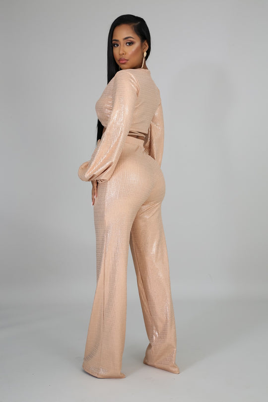 Be On The Look Out Gold Metallic Two Piece - Fortress Fashions &amp; Furnishings