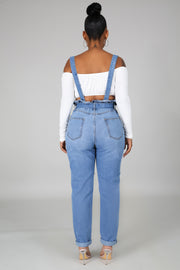 Cute In Blue Denim Overalls