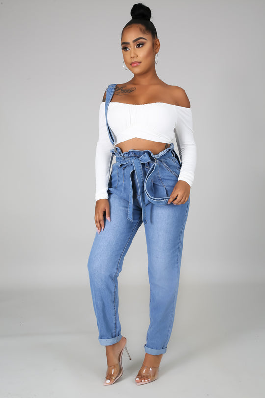 Cute In Blue Denim Overalls - Dayna Dior