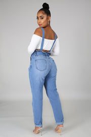 Cute In Blue Denim Overalls