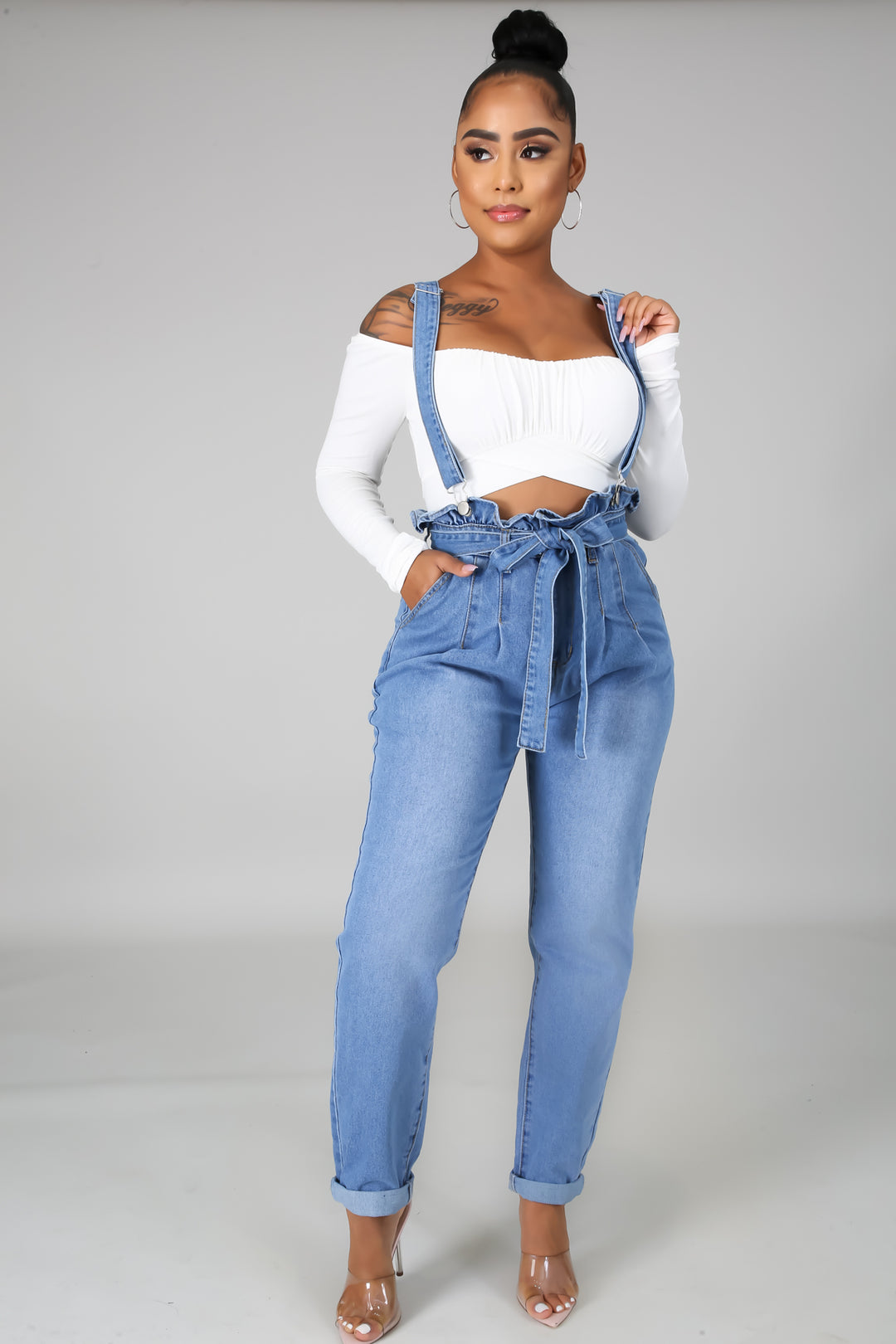Cute In Blue Denim Overalls - Dayna Dior