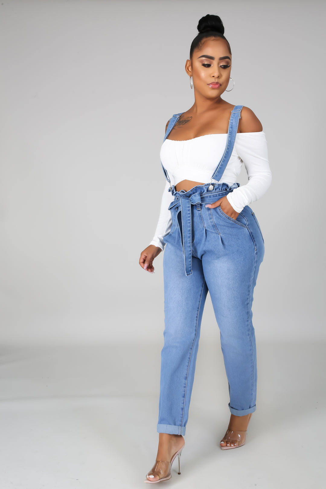 Cute In Blue Denim Overalls - Dayna Dior