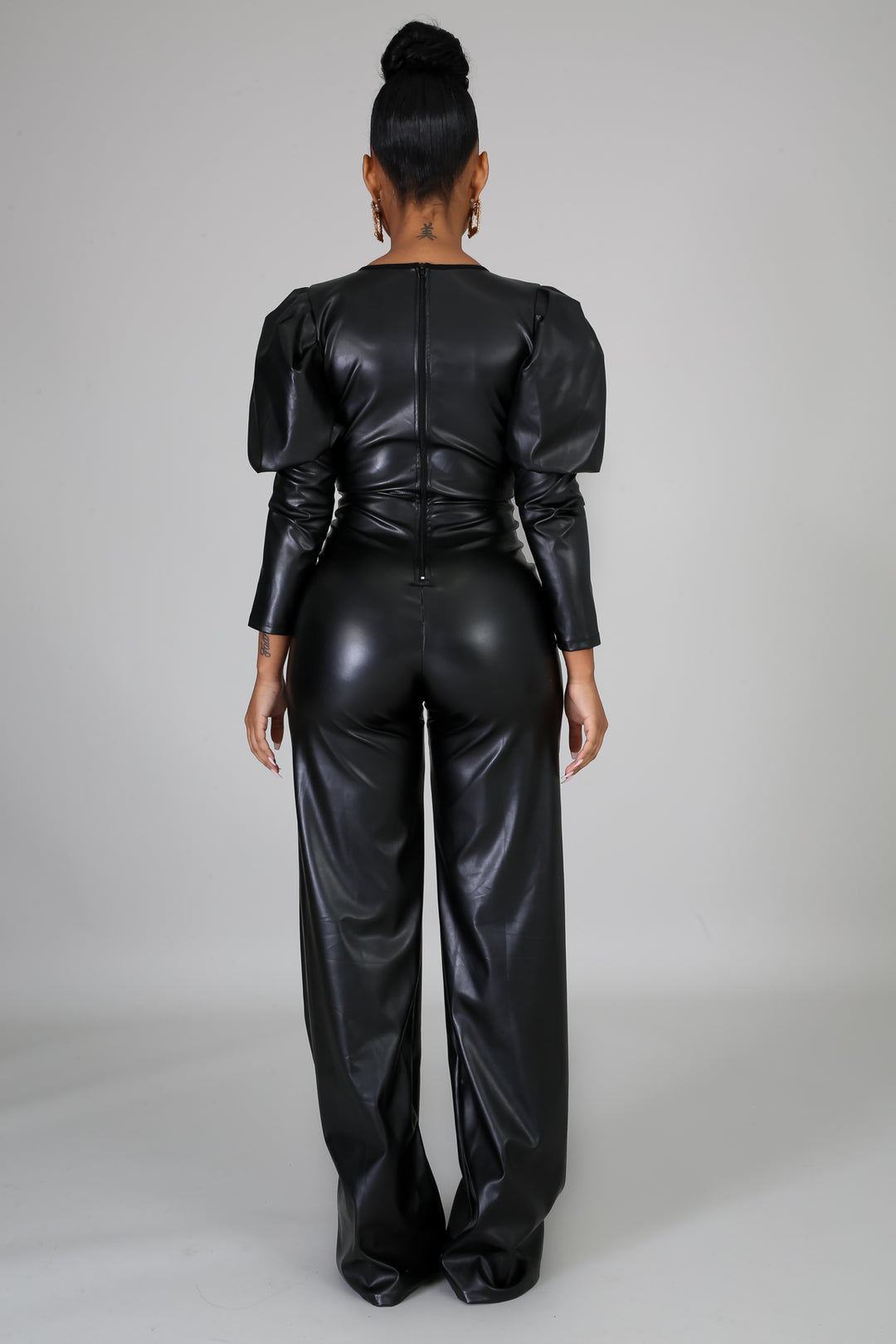 Real Boss Chic Leatherette Jumpsuit - Fortress Fashions &amp; Furnishings