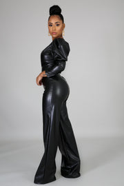 Real Boss Chic Leatherette Jumpsuit - Fortress Fashions & Furnishings