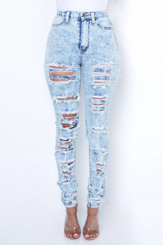 Shay Distressed Denim Jeans - Dayna Dior