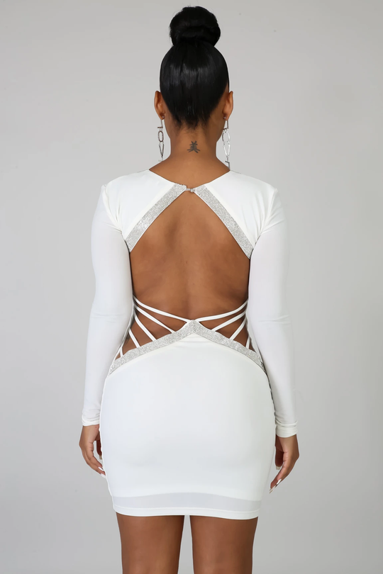 Keep It Classy Rhinestone Mini Dress - Dayna Dior
