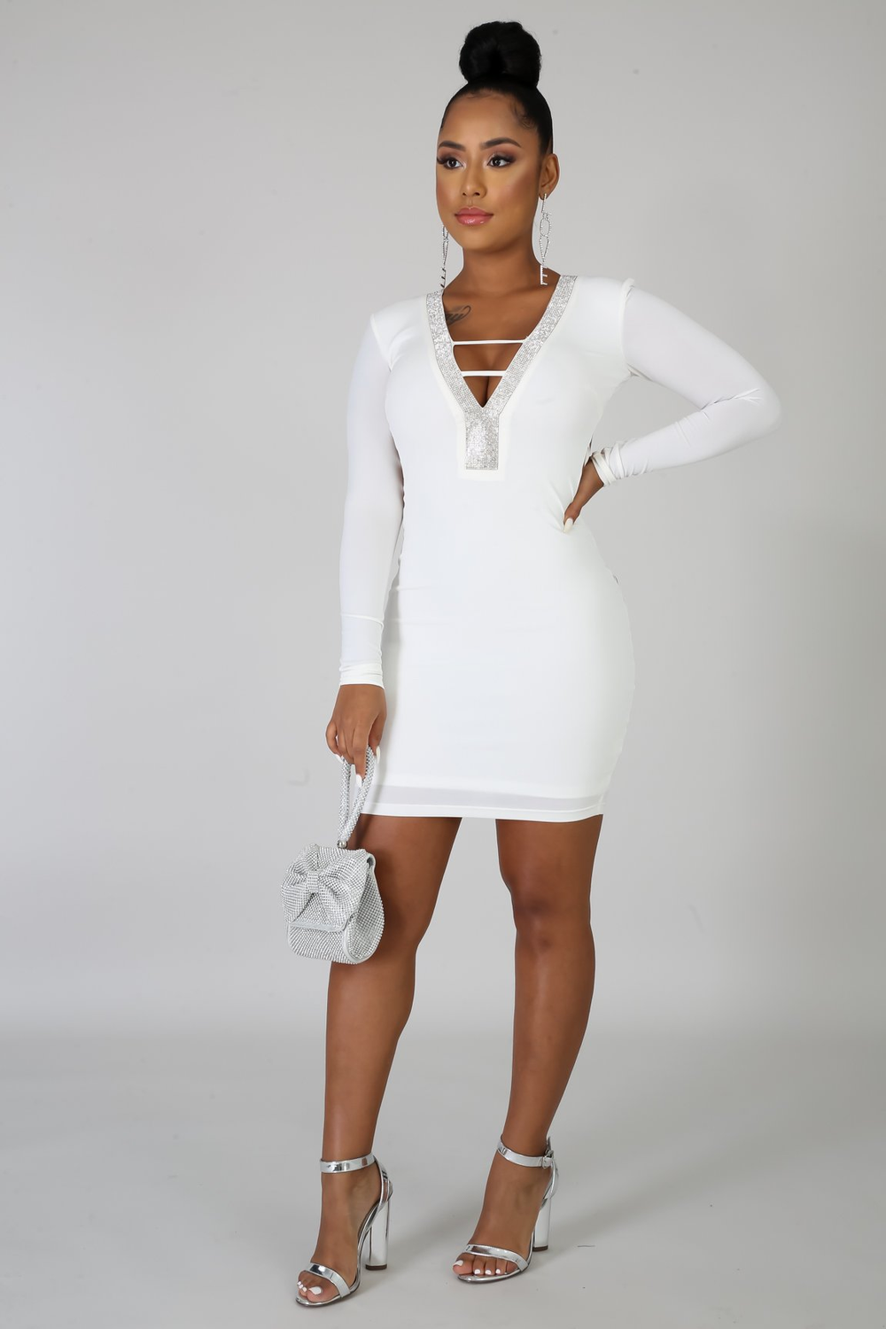 Keep It Classy Rhinestone Mini Dress - Dayna Dior