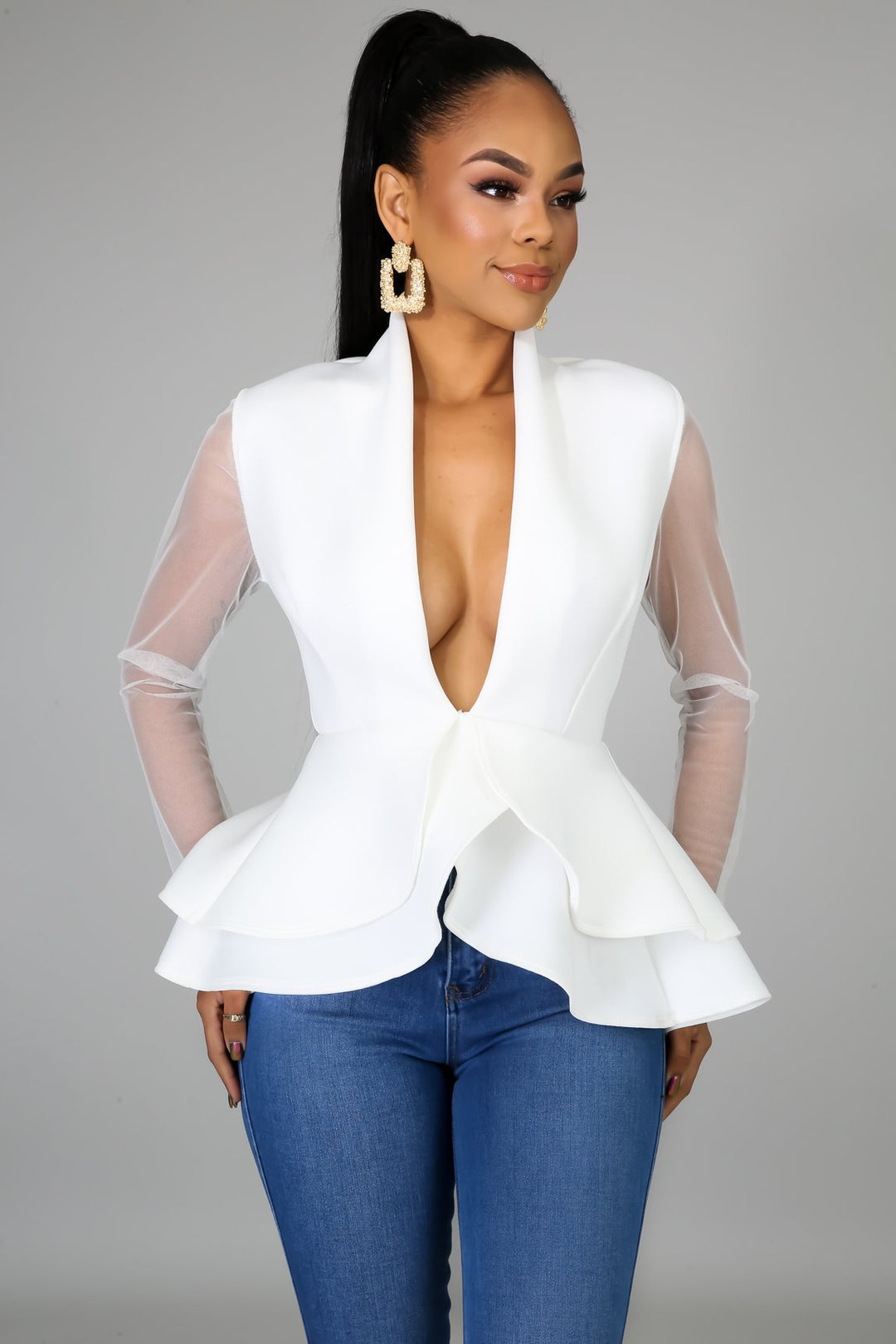 Lotus Flower Peplum Top - Dayna Dior