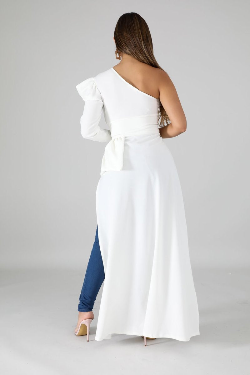 Level Up White Cape Shirt - Dayna Dior