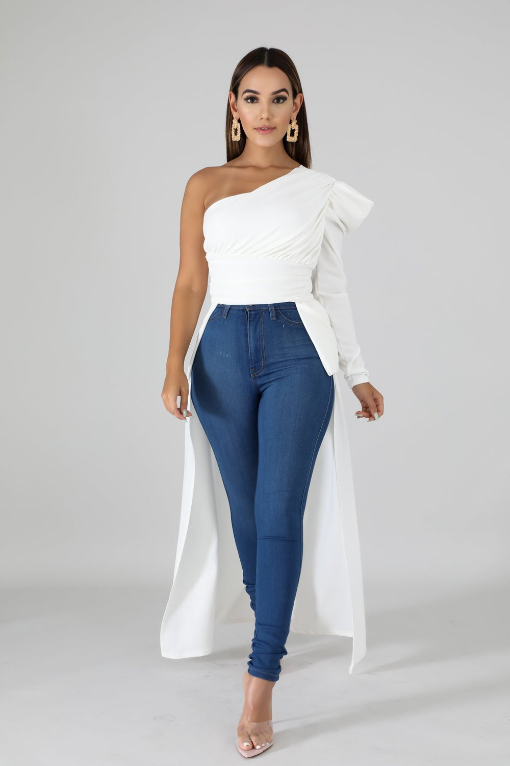 Level Up White Cape Shirt - Dayna Dior