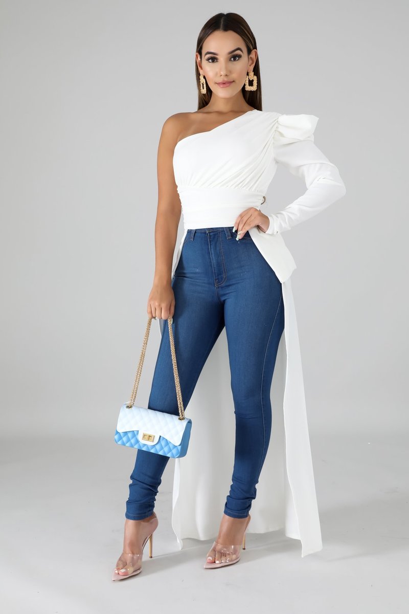 Level Up White Cape Shirt - Dayna Dior