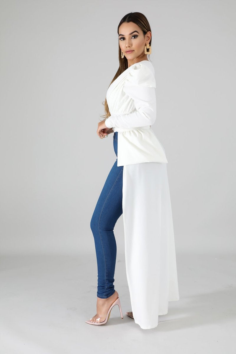 Level Up White Cape Shirt - Dayna Dior